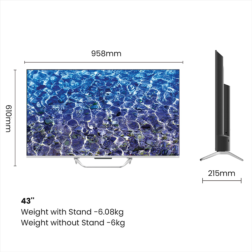 Haier S80 Series 109cm (43) 4K Ultra HD QLED Smart LED Google TV H43S80FUX (Black)
